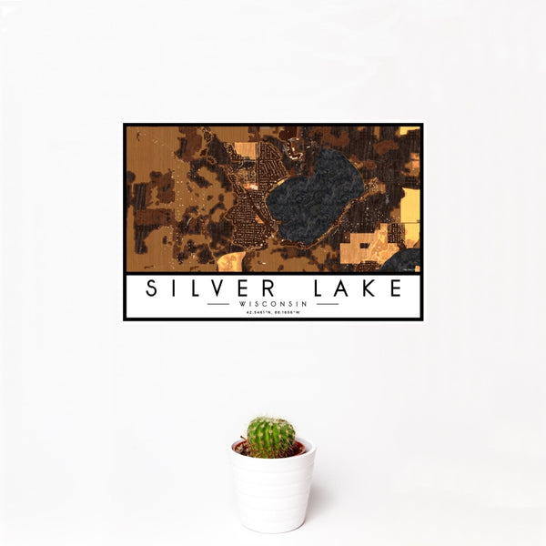 Silver Lake - Wisconsin Map Print in Ember