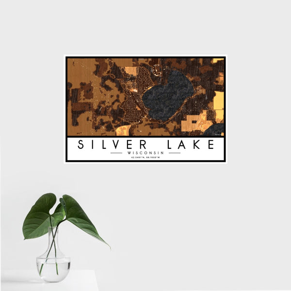 Silver Lake - Wisconsin Map Print in Ember