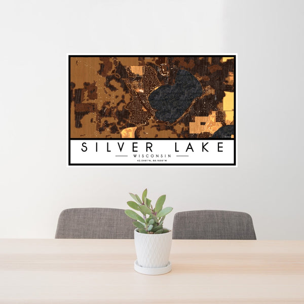 Silver Lake - Wisconsin Map Print in Ember