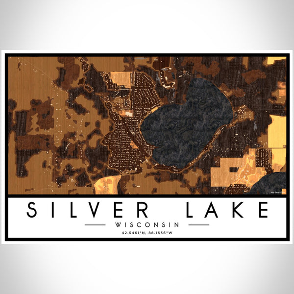 Silver Lake - Wisconsin Map Print in Ember
