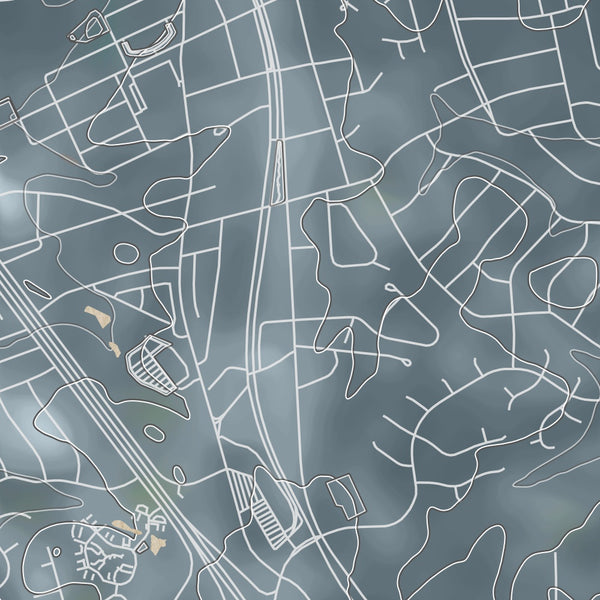 Simpsonville South Carolina Map Print in Afternoon Style Zoomed In Close Up Showing Details