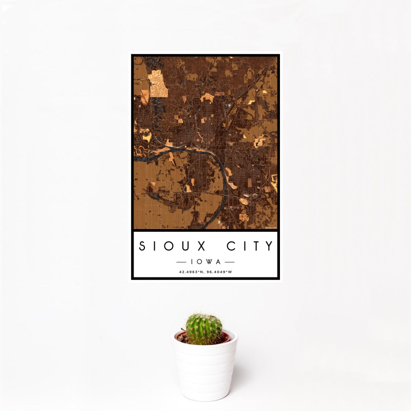 Sioux City - Iowa Map Print in Ember