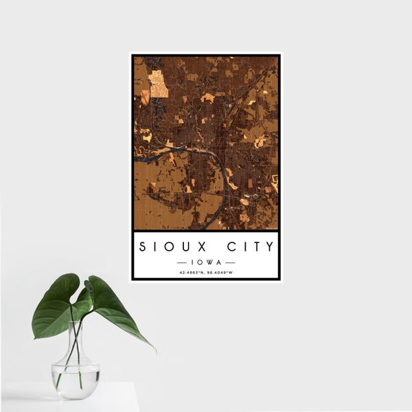 Sioux City - Iowa Map Print in Ember