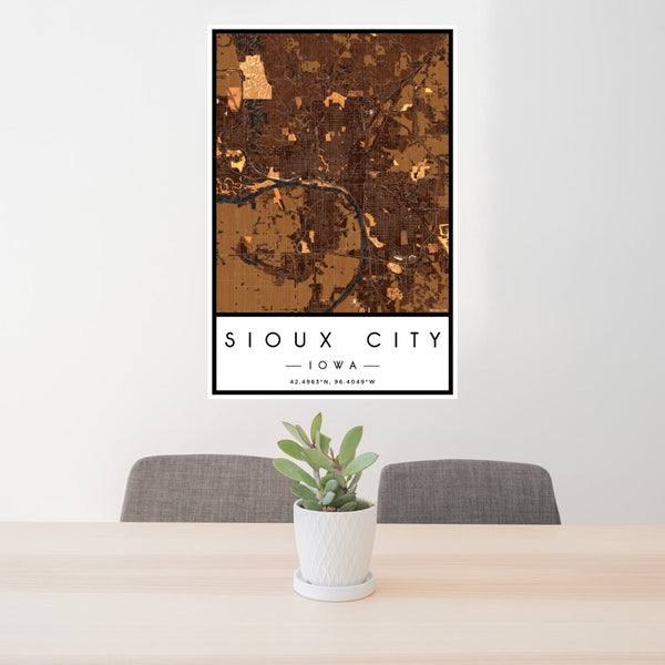 Sioux City - Iowa Map Print in Ember
