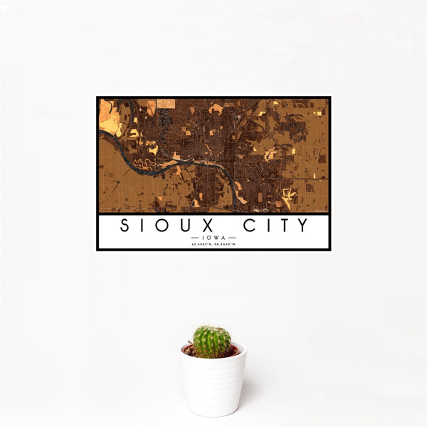 Sioux City - Iowa Map Print in Ember