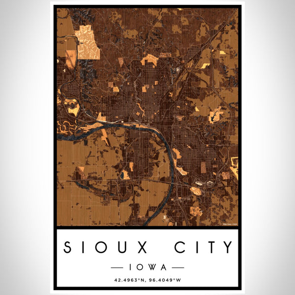 Sioux City - Iowa Map Print in Ember