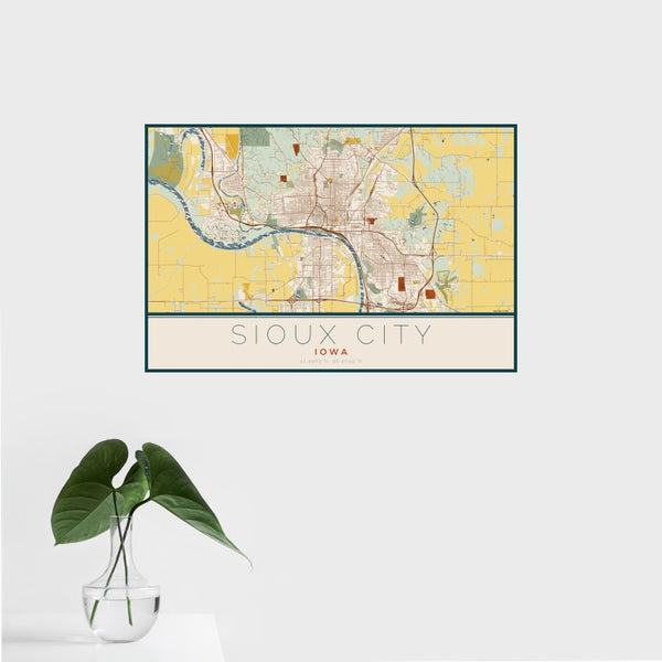Sioux City - Iowa Map Print in Woodblock
