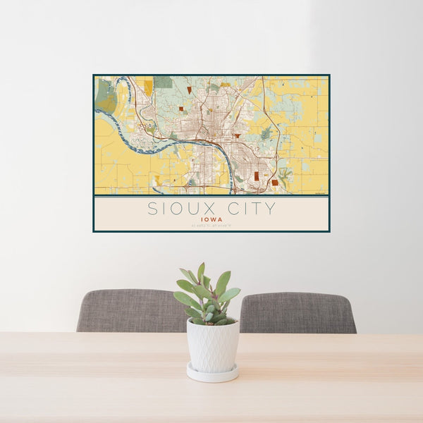 Sioux City - Iowa Map Print in Woodblock