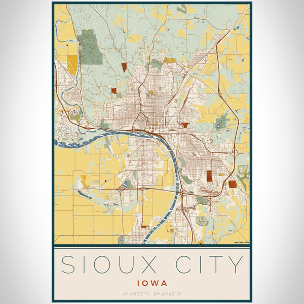 Sioux City - Iowa Map Print in Woodblock