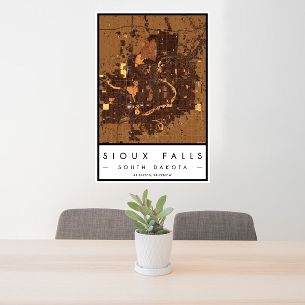 Sioux Falls - South Dakota Map Print in Ember
