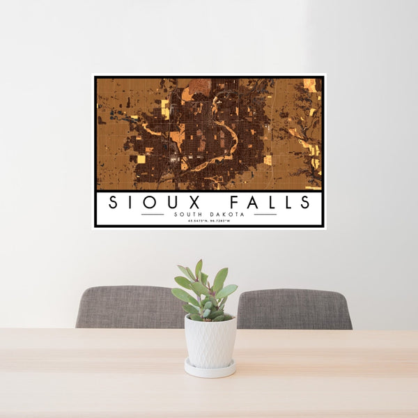 Sioux Falls - South Dakota Map Print in Ember