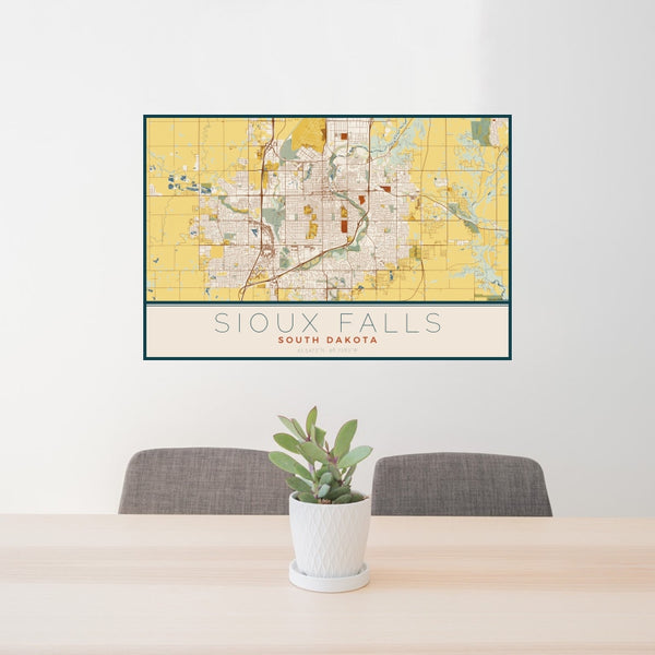 Sioux Falls - South Dakota Map Print in Woodblock