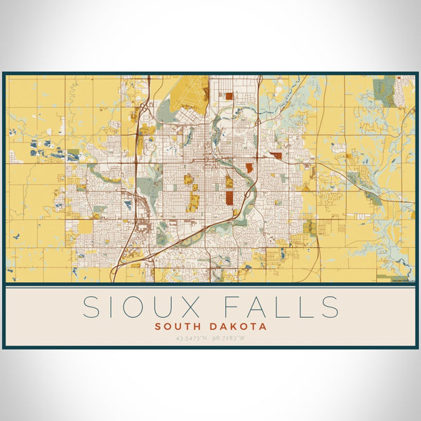 Sioux Falls - South Dakota Map Print in Woodblock