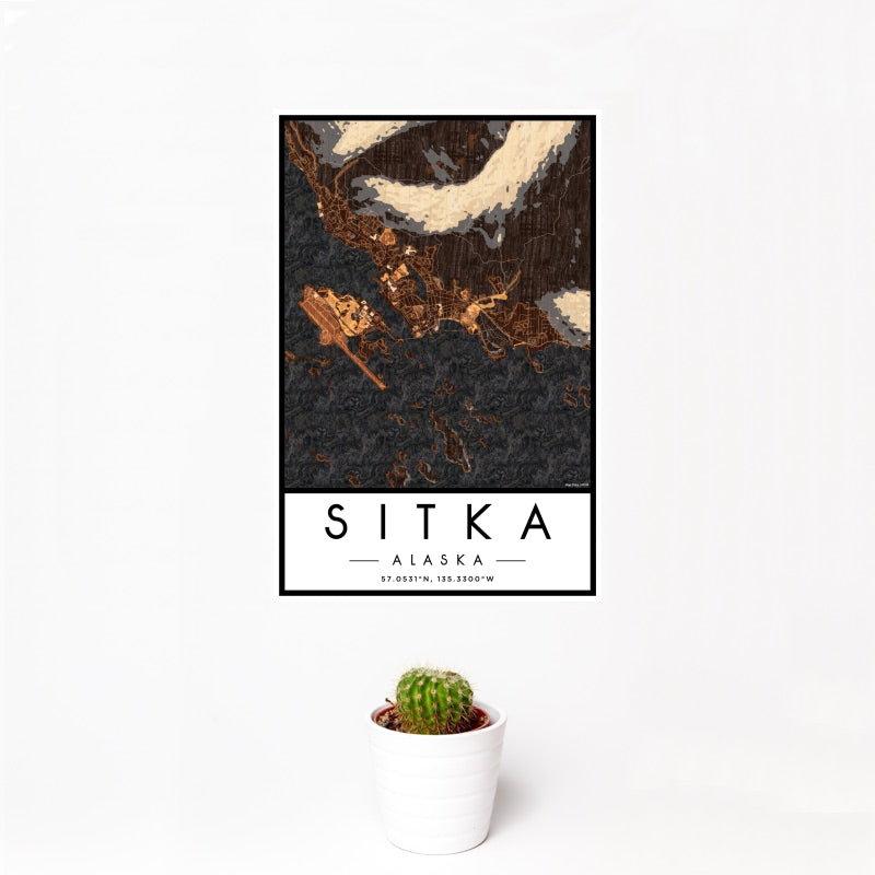 Sitka - Alaska Map Print in Ember