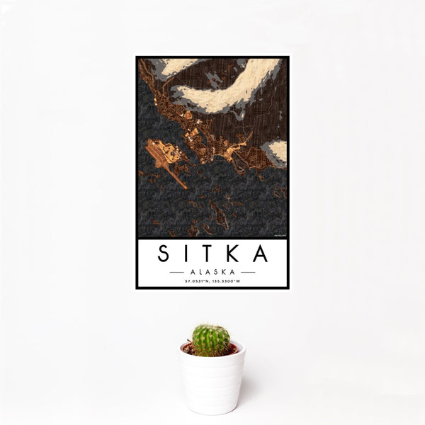 Sitka - Alaska Map Print in Ember