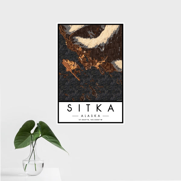 Sitka - Alaska Map Print in Ember