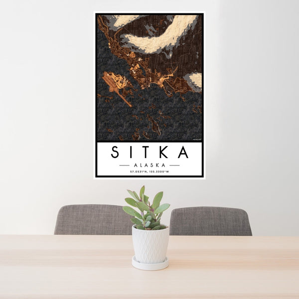 Sitka - Alaska Map Print in Ember
