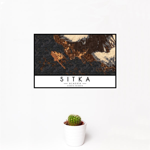 Sitka - Alaska Map Print in Ember