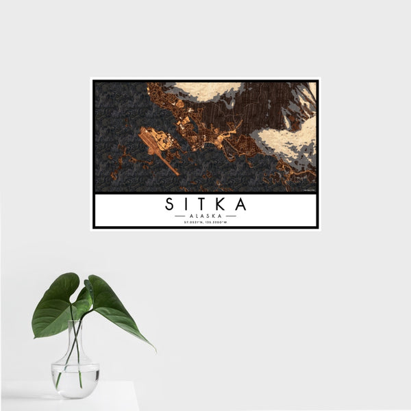 Sitka - Alaska Map Print in Ember