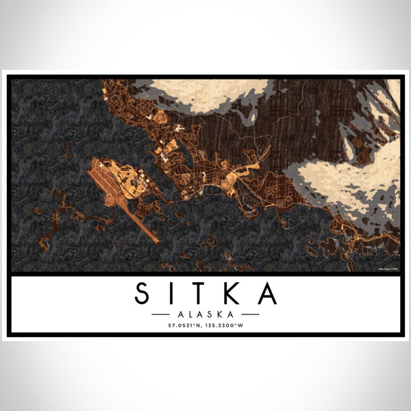 Sitka - Alaska Map Print in Ember