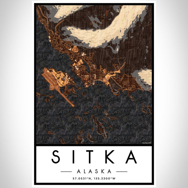 Sitka - Alaska Map Print in Ember