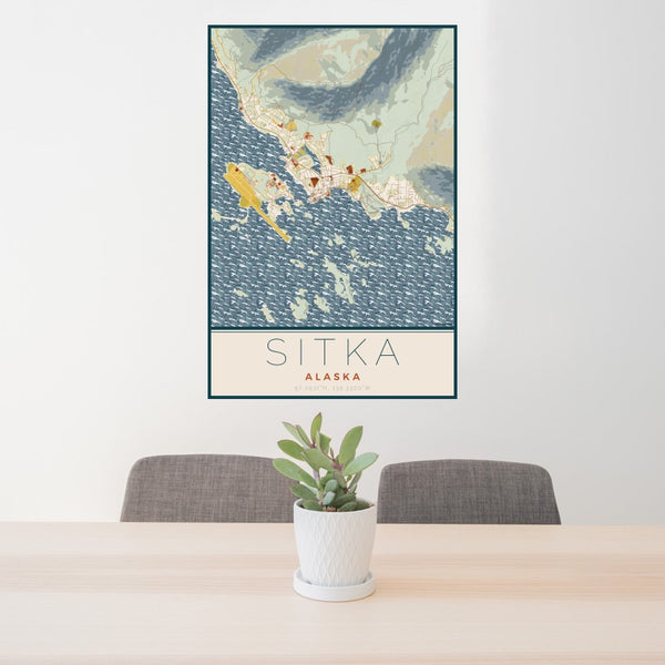 Sitka - Alaska Map Print in Woodblock