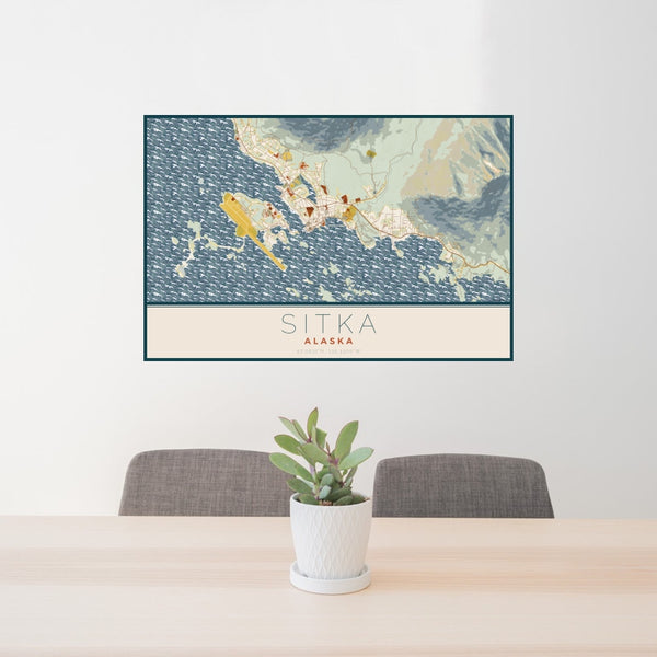 Sitka - Alaska Map Print in Woodblock