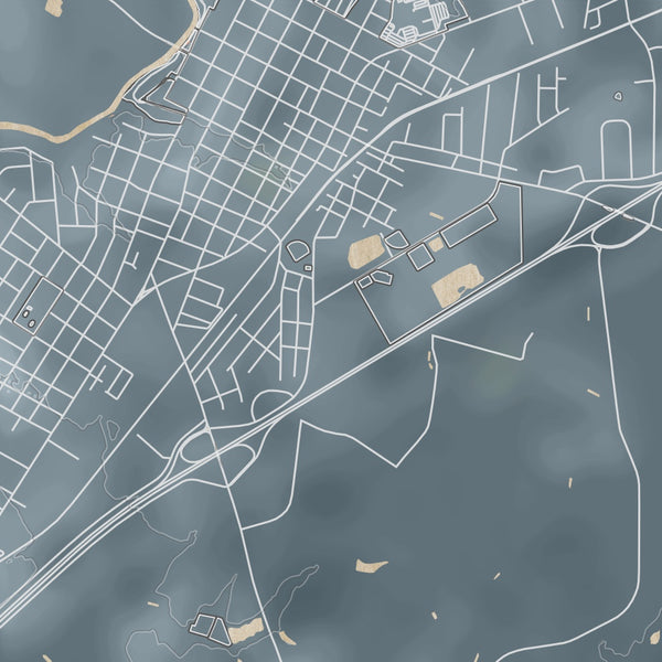 Smithfield North Carolina Map Print in Afternoon Style Zoomed In Close Up Showing Details