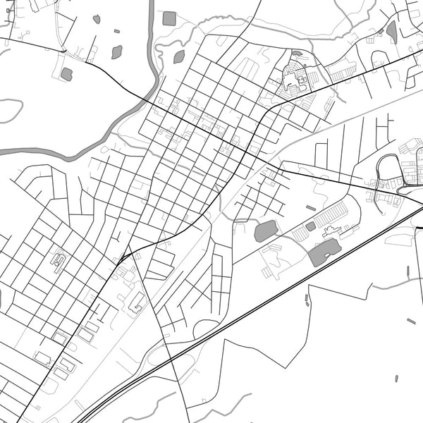 Smithfield North Carolina Map Print in Classic Style Zoomed In Close Up Showing Details
