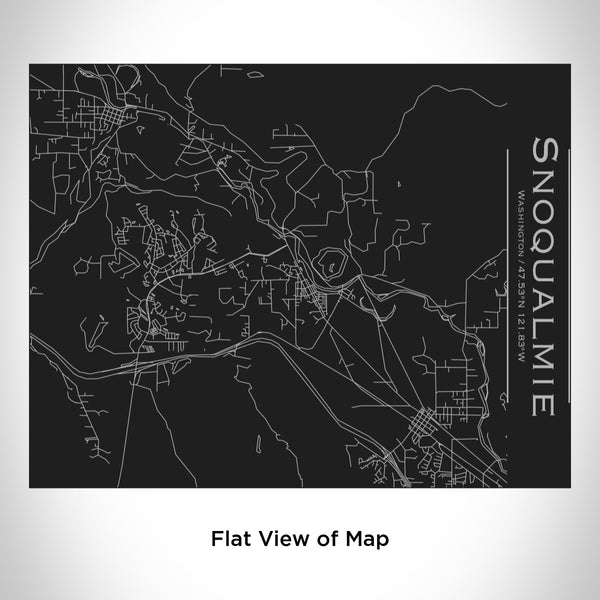 Rendered View of Snoqualmie Washington Map Engraving on 20oz Stainless Steel Insulated Bottle with Bamboo Top in Black