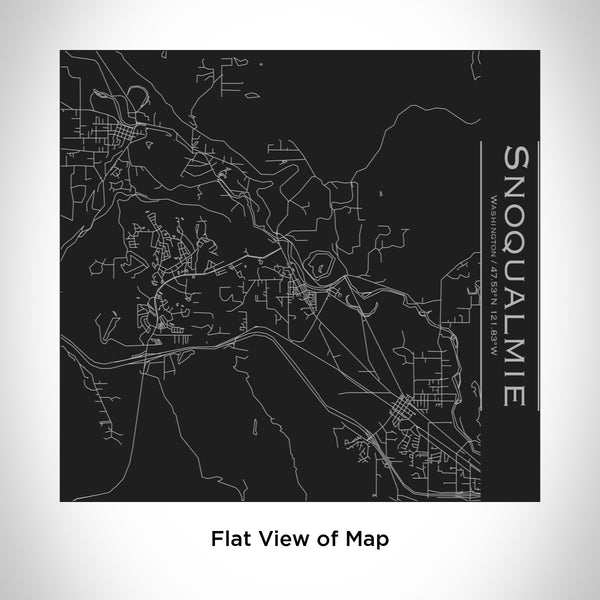 Rendered View of Snoqualmie Washington Map Engraving on 17oz Stainless Steel Insulated Tumbler in Black