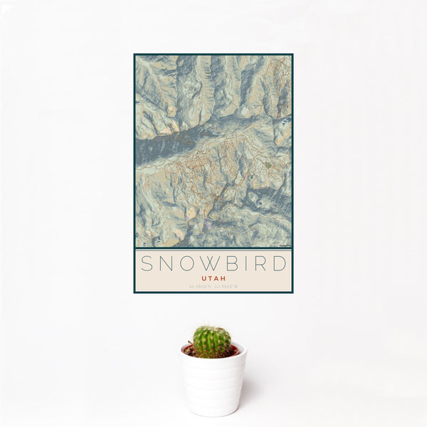 Snowbird - Utah Map Print in Woodblock
