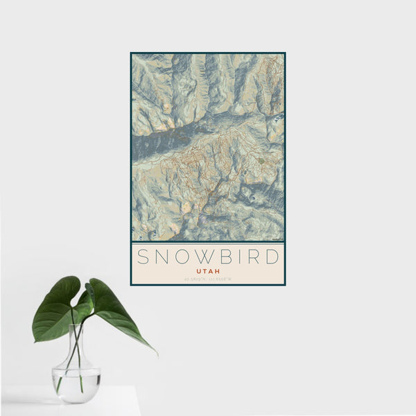 Snowbird - Utah Map Print in Woodblock