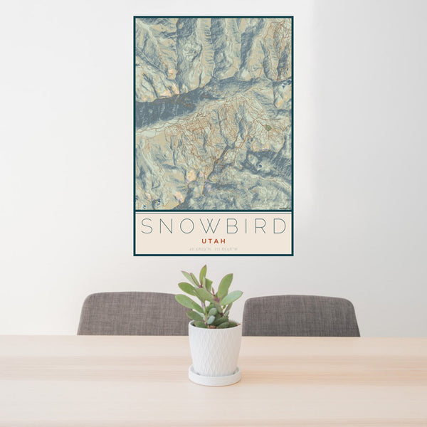 Snowbird - Utah Map Print in Woodblock