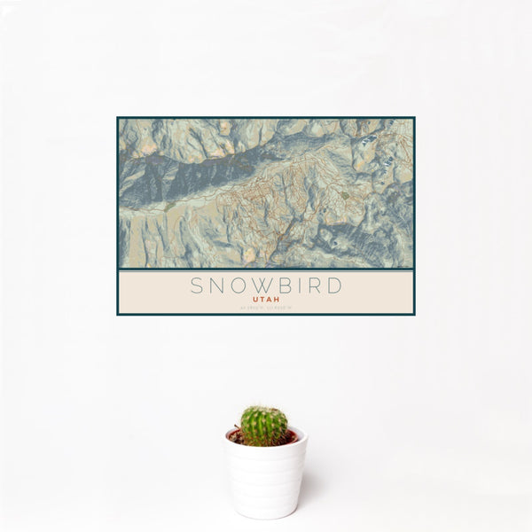 Snowbird - Utah Map Print in Woodblock