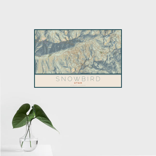 Snowbird - Utah Map Print in Woodblock
