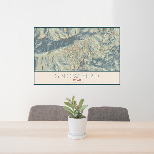 Snowbird - Utah Map Print in Woodblock