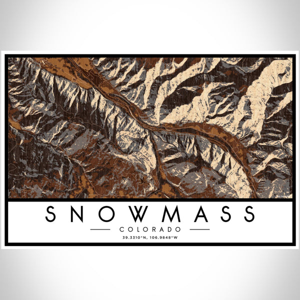 Snowmass Colorado Map Print Landscape Orientation in Ember Style With Shaded Background