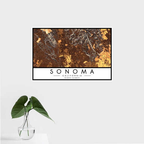 Sonoma - California Map Print in Ember