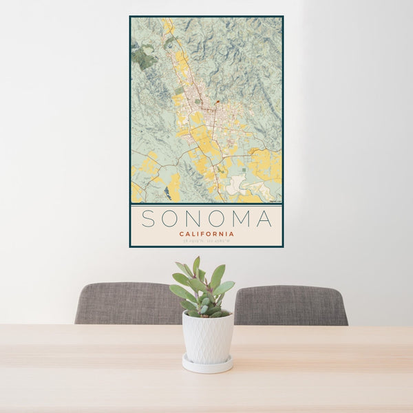 Sonoma - California Map Print in Woodblock
