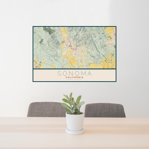 Sonoma - California Map Print in Woodblock