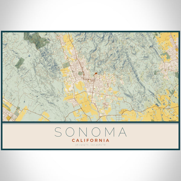 Sonoma - California Map Print in Woodblock