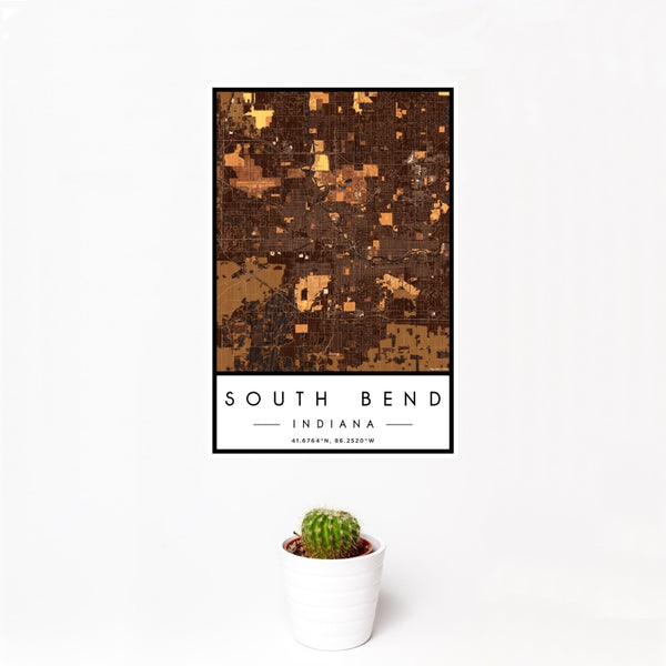 South Bend - Indiana Map Print in Ember