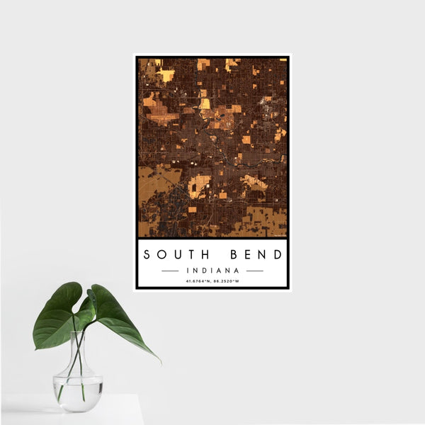 South Bend - Indiana Map Print in Ember