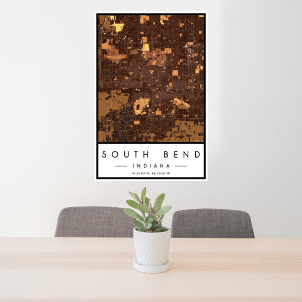 South Bend - Indiana Map Print in Ember