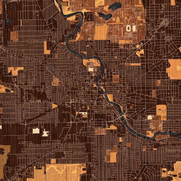 South Bend - Indiana Map Print in Ember