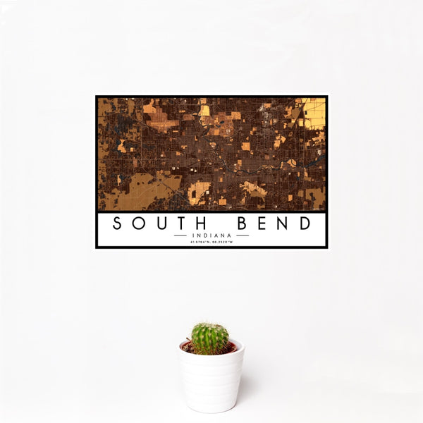 South Bend - Indiana Map Print in Ember
