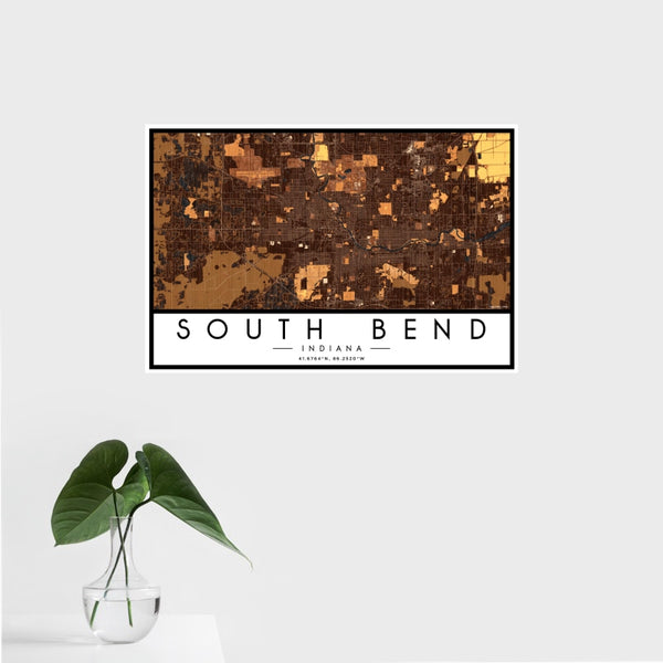 South Bend - Indiana Map Print in Ember