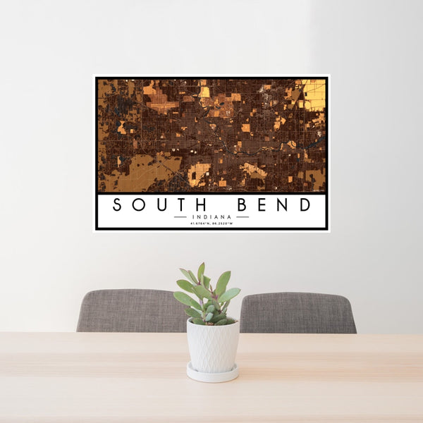 South Bend - Indiana Map Print in Ember