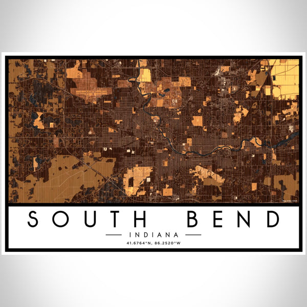 South Bend - Indiana Map Print in Ember